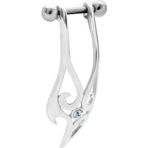   (April)   SOLID 14K White Gold TRIBAL Cartilage Earring   RIGHT EAR