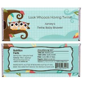 Owl   Look Whooos Having Twins   Personalized Candy Bar Wrapper Baby 