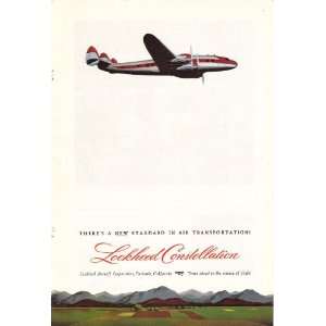 1945 Ad Lockheed Constellation Airplane New Standard Original Aircraft 