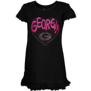 Georgia Bulldogs Preschool Girls Black Glitter Heart Logo Dress (5/6)