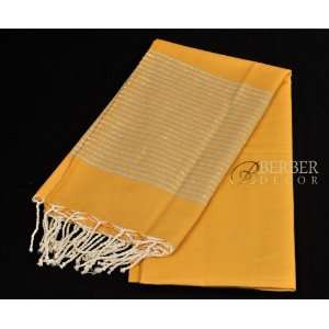   Yellow Cotton Towel with Thin Silver Stripes