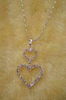FREE wholesale 12pcs Czech rhinestone heart necklace  