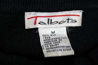 Women TALBOTS Cardigan Medium Sweater SILK Black Top Jacket Shirt Work 
