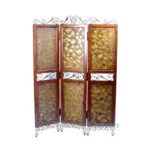  Wood Brass 3 Panels Room Divider Folding Door Accent: Kitchen & Dining