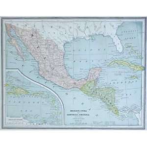  Cram 1887 Antique Map of Mexico, Cuba, and Central America 