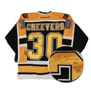Gerry Cheevers Autographed/Hand Signed Jersey Bruins Replica Dark 