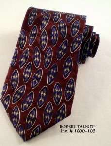 Robert Talbott Mens Tie Made in USA Wine Blue Ivory  