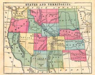 USA West States. Indian Territory. Antique Map 1858  