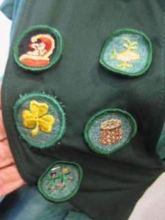 vtg Girl Scout Uniform w/ Patches & Sash  