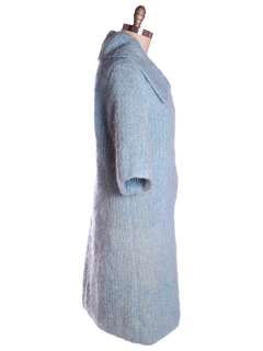 Vintage Pale Blue Mohair Sweater Coat 1950s Lined In Silk 44 Bust 