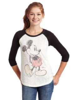    Junk Food Womens Mickey Mouse Distressed Raglan Thermal Clothing