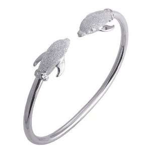  Pave Dolphins Bracelet Sterling Silver Jewelry Gift Boxed 