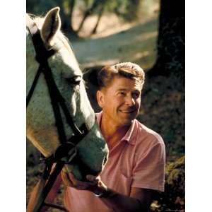  California Governor Candidate Ronald Reagan Petting Horse 