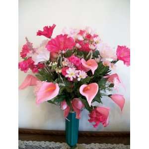  Cemetery Pink Floral Vase Arrangement