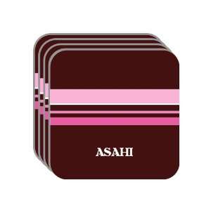 Personal Name Gift   ASAHI Set of 4 Mini Mousepad Coasters (pink 