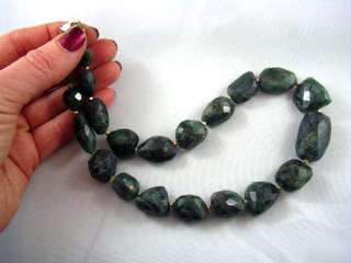 RARE! EXQUISITE 10K EMERALD Green Bead Necklace HUGE!  