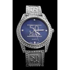  XXL Iced 50 Cent Bling Watch , Blue 