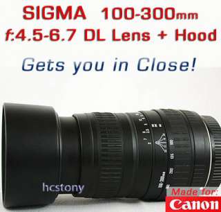CANON EOS EF Mount 100 300mm Sigma AF Zoom Lens+Filter+HOOD~XLNT Cond 