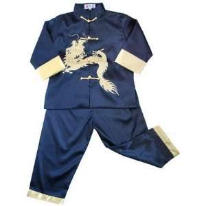    Chinese Kids Dragon Kung Fu Suit (Navy blue): Everything Else