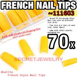 70 pcs Acrylic French False Nail Tips 20 Glitter Design  