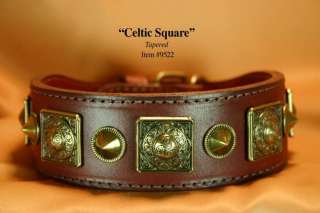 Guardian Series: Celtic Square Latigo Leather Dog Collar  