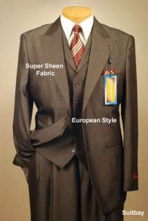48R Suit STEVE HARVEY 2 Button 3 Piece Solid Brown Mens Suits 48 