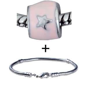   Pink Silver Stars Gift Bracelet Fits Pandora Charms Pugster Jewelry
