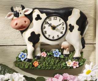 Garden Cow Black & White Cow Hanging Wall Clock (NEW) FREE SHIPPING 