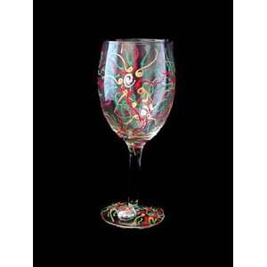   Design   Hand Painted   Wine Glass   8 oz.: Kitchen & Dining