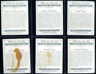 Tobacco Card Set, WD & HO Wills, FAMOUS GOLFERS, Golf,Hagen etc, 1930 