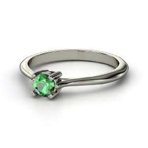  Simply Round Solitaire, Round Emerald Platinum Ring 