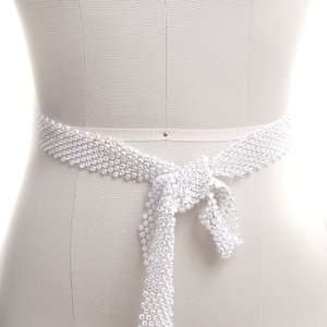  Bridal White Crystal Beaded Belt 