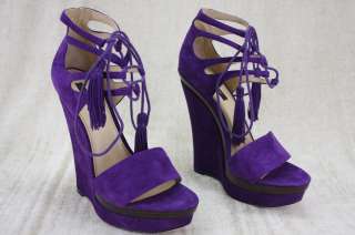 Rachel Zoe Kayne Purple suede Platform Sandals wedge pumps 7 New 