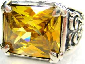 VINTAGE 8CT YELLOW MENS STERLING SILVER RING 9.5 & S  