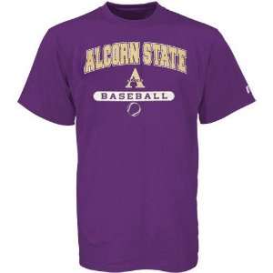  NCAA Russell Alcorn State Braves Purple Baseball T shirt 