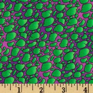  44 Wide One Bizillion B.C. Pebbles Purple/Green Fabric 
