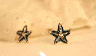 Vintage Marine life Blue Under Sea Starfish stud earring Earrings 