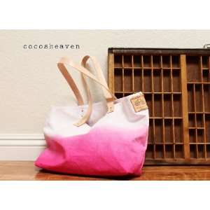  Canvas Tote Bag (Pink)   With Leather Strap   Extra Large 