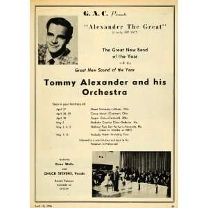  1956 Ad Tommy Alexander Orchestra Band Tour MGM Record 