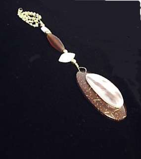 Coconut Shell & Mother Of Pearl Fan Pull Oval  