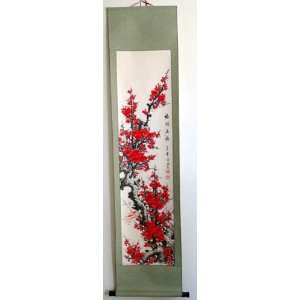   Chinese Watercolor Painting Scroll Plum Flower 