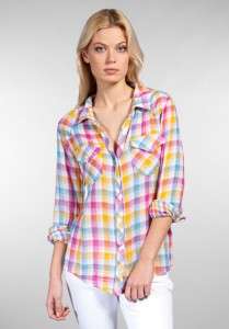 RAILS Womens Flannel Shirt Plaid Top Kendra Gauze Rainbow NEW  