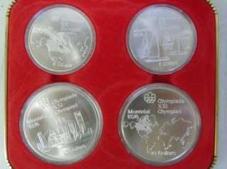 1976 Montreal Olympic Sterling Silver 4 Coin Set .925 Canada Canadian 