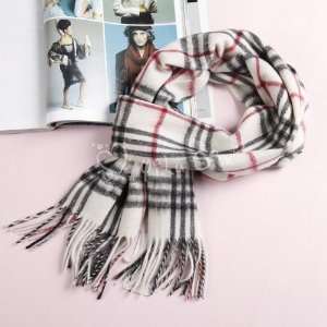    Ivory Plaid Cashmere Scarf for Men and Women 