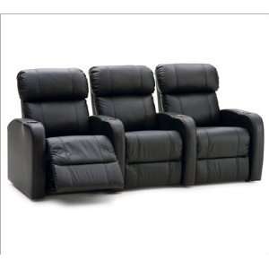 Palliser Blade in Premium Black Leather with Manual Recline   Row of 3 