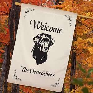  Personalized Dog Breed Welcome House Flag: Patio, Lawn 