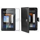 For  7 inch Kindle Fire Black Leather Case Cover Pouch+Screen 