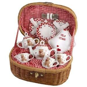   Teddy Bear Porcelain Tea Set for Pretend Play Tea Time: Toys & Games