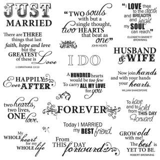 Fiskars Scrapbook Arts & Crafts Clear Stamps Sayings Just Married 