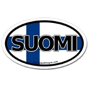 Suomi Finland in Finnish and Finnish Flag Car Bumper Sticker Decal 